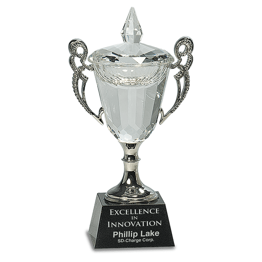 Crystal Cup with Silver Handles and Stem - 8"