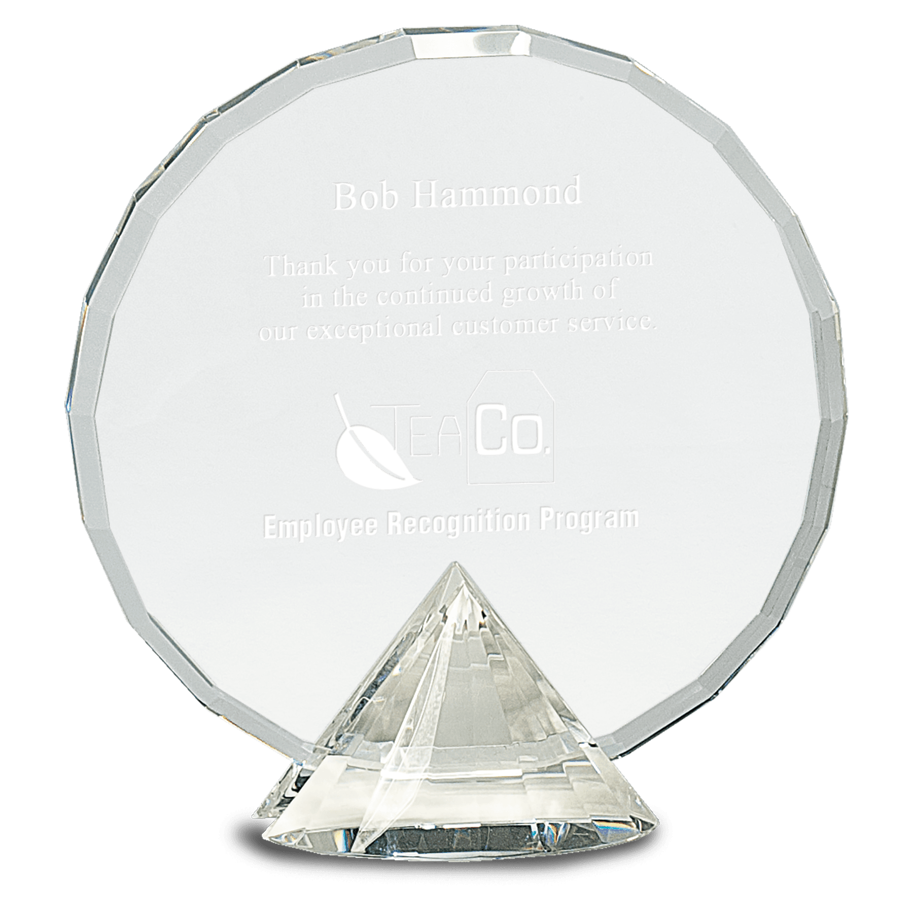Clear Round Crystal on Clear Diamond Base - 7 1/2"