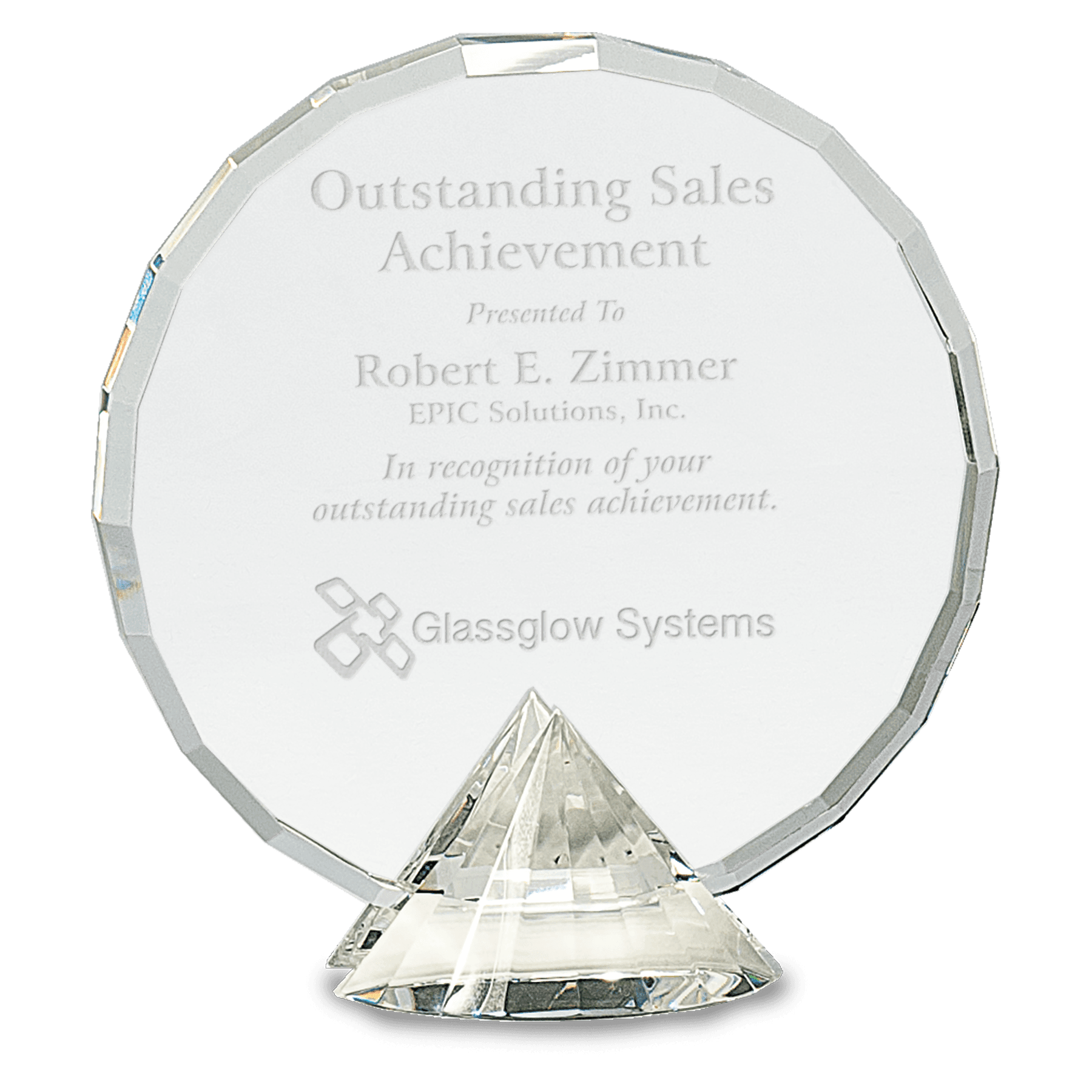 Clear Round Crystal on Clear Diamond Base - 6 1/2"