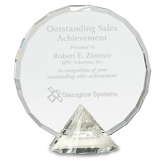 Clear Round Crystal on Clear Diamond Base - 6 1/2"