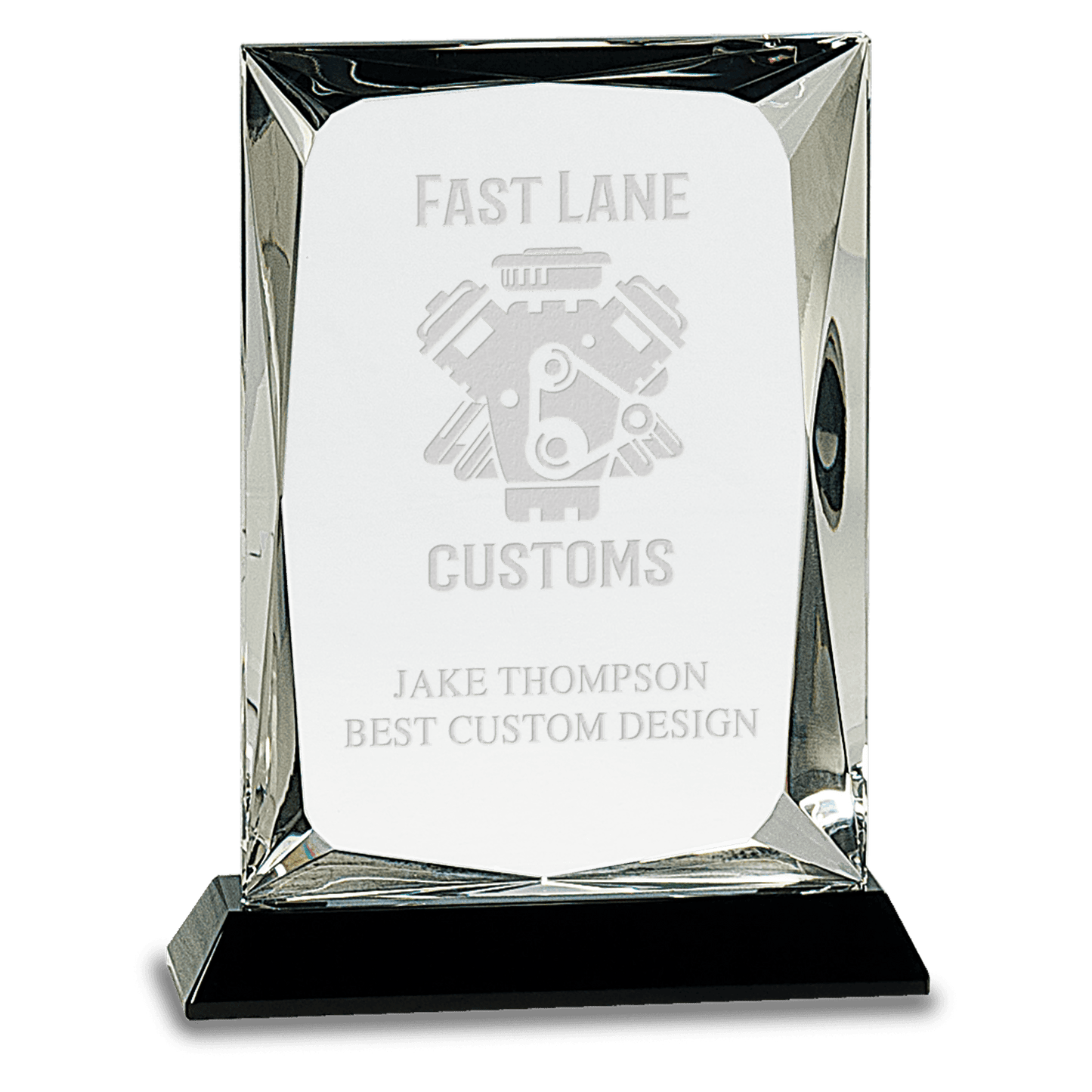 Clear Crystal Rectangle on Black Base - 7"