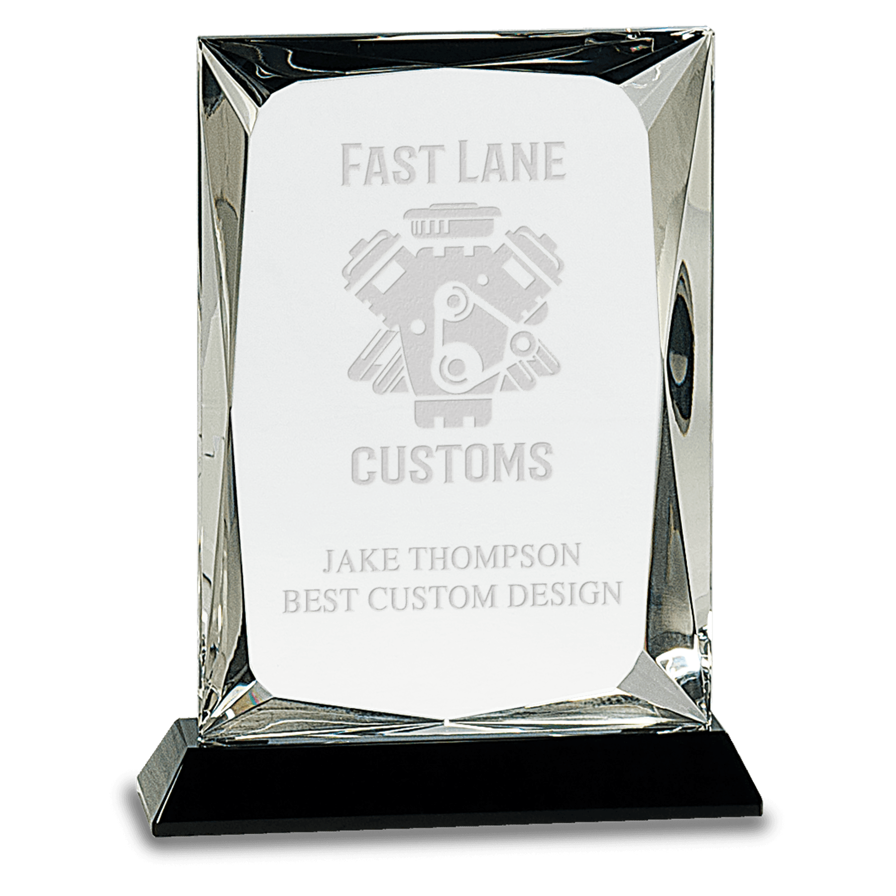 Clear Crystal Rectangle on Black Base - 7"