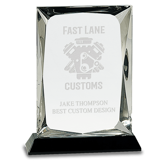 Clear Crystal Rectangle on Black Base - 7"