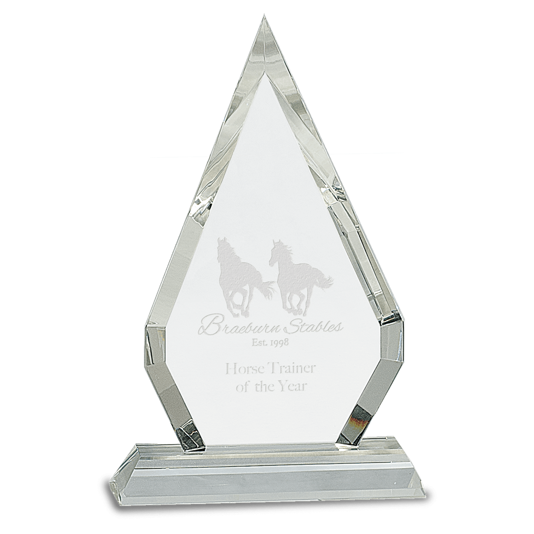 Crystal Diamond on Clear Pedestal Base - 8 1/2"