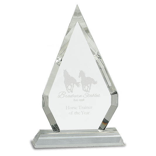 Crystal Diamond on Clear Pedestal Base - 8 1/2"