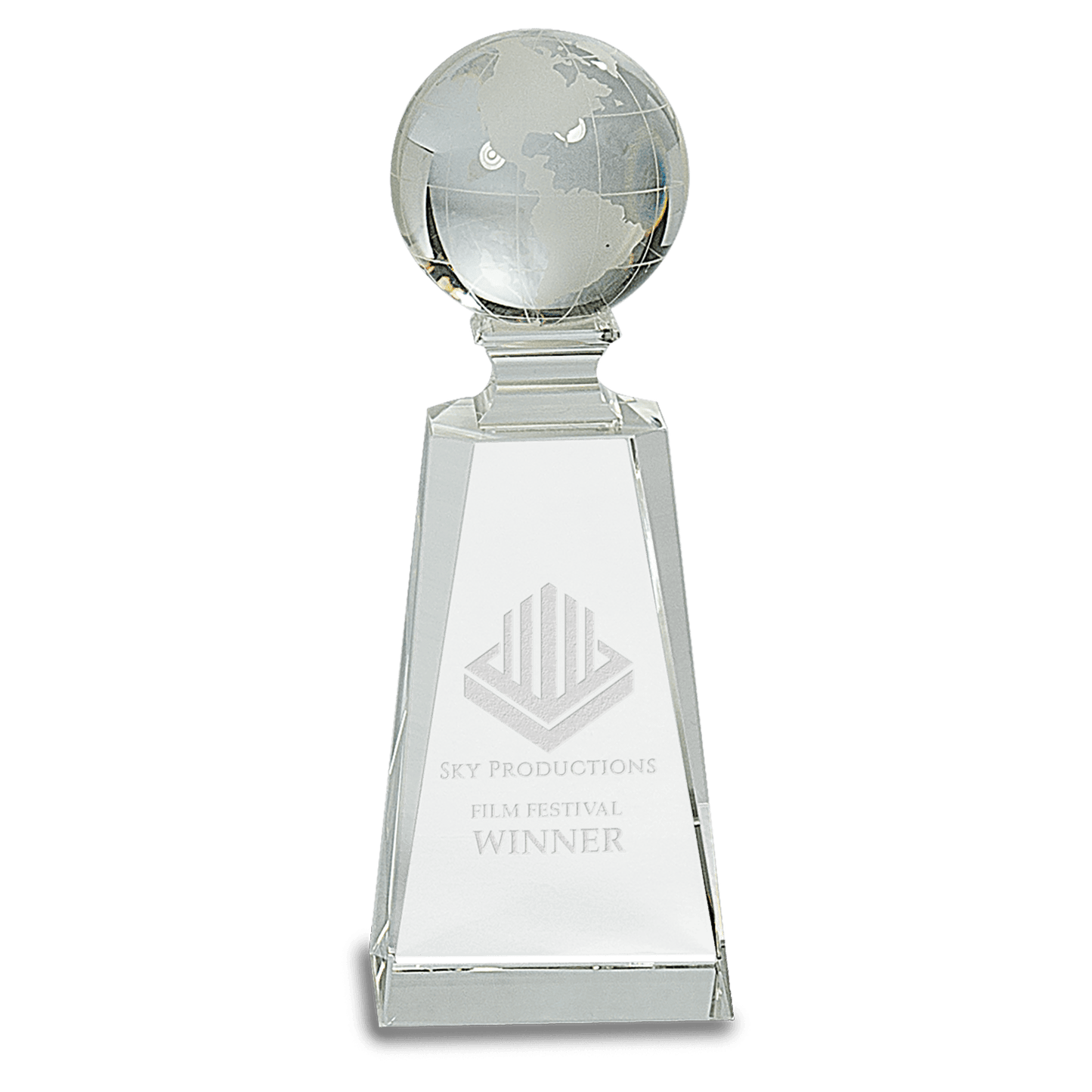 Crystal Globe on Clear Tower - 7 3/4"