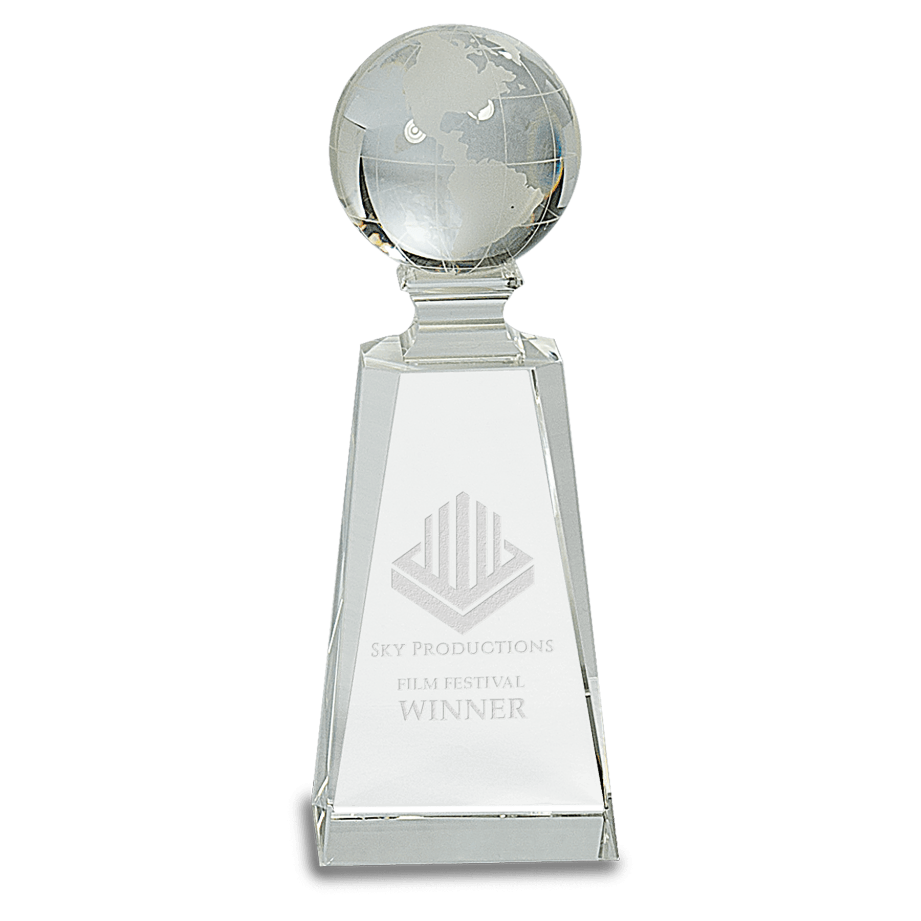 Crystal Globe on Clear Tower - 7 3/4"