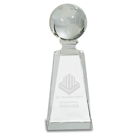 Crystal Globe on Clear Tower - 7 3/4"