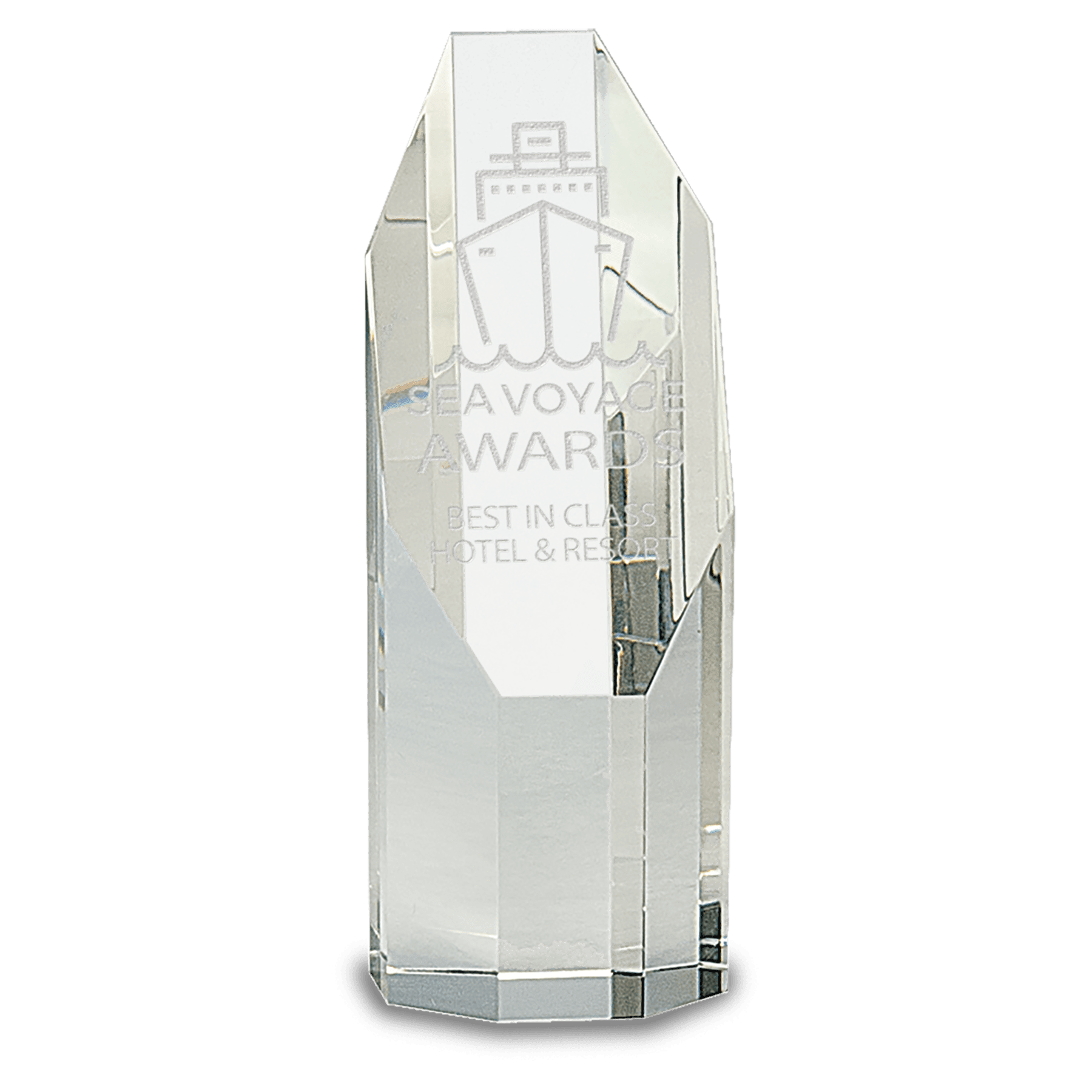 Clear Octagon Slant-Top Crystal Tower - 6"