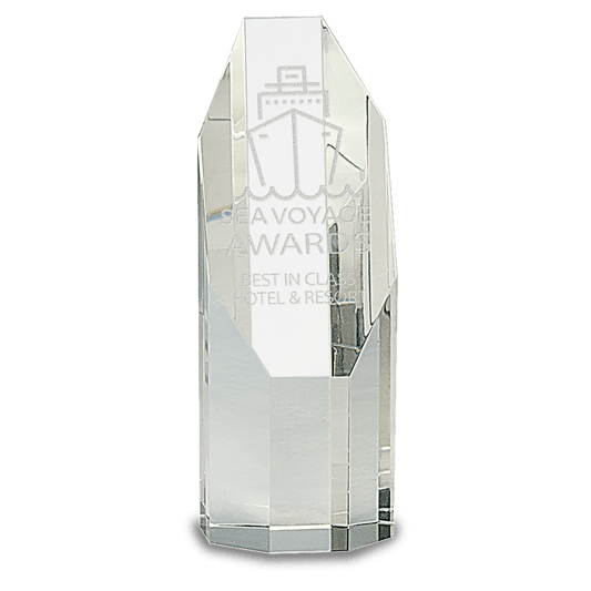 Clear Octagon Slant-Top Crystal Tower - 6"