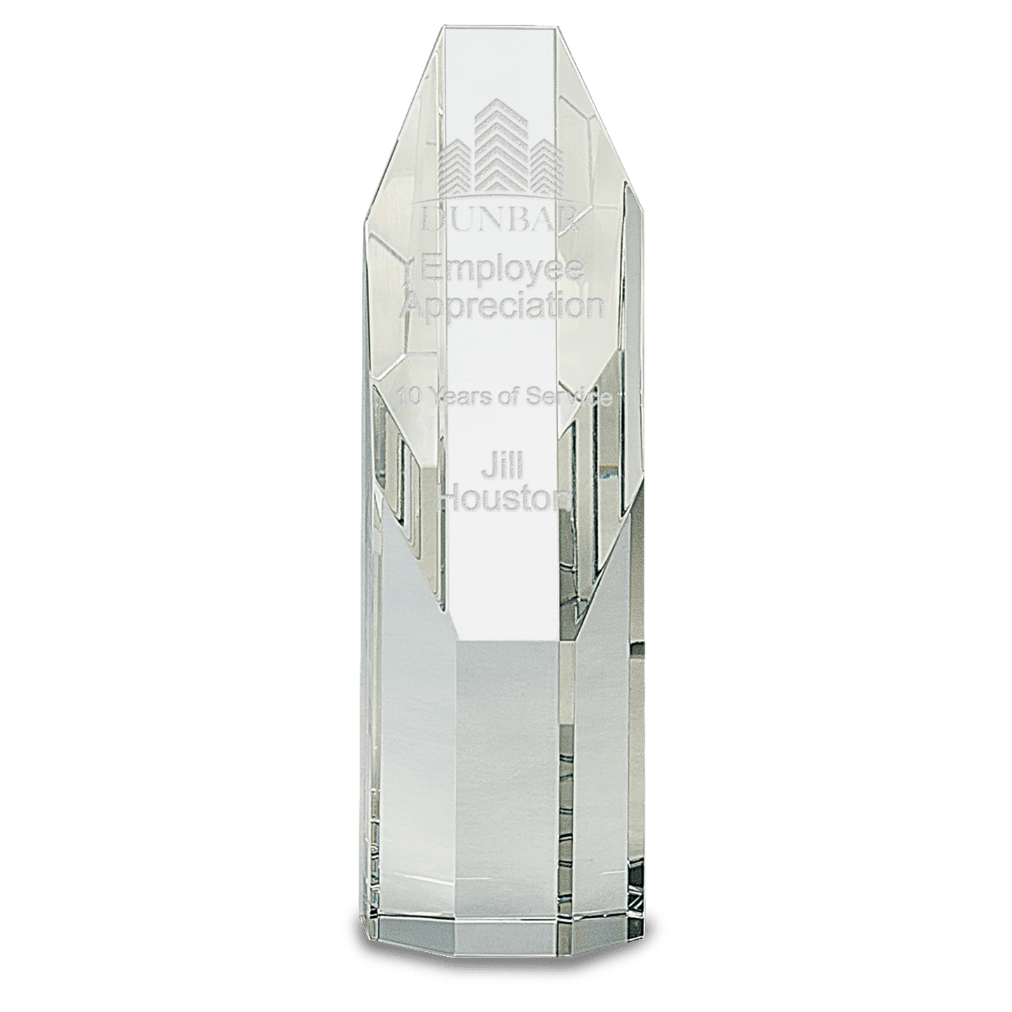 Clear Octagon Slant-Top Crystal Tower - 7 1/2"