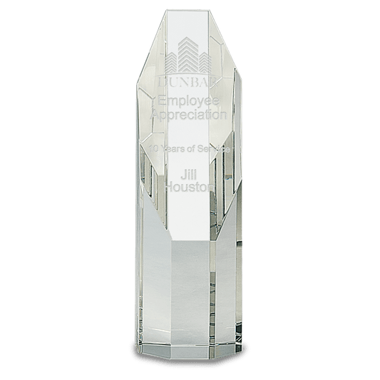Clear Octagon Slant-Top Crystal Tower - 7 1/2"