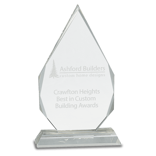 Crystal Diamond on Clear Pedestal Base - 9"