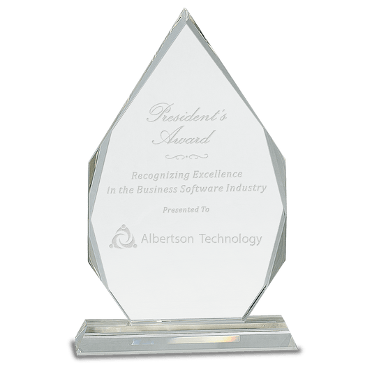 Crystal Diamond on Clear Pedestal Base - 10 1/2"