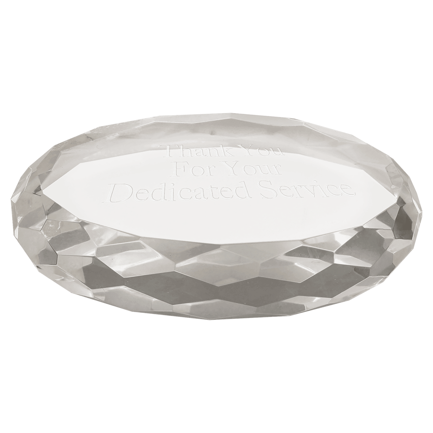 Clear Oval Crystal Paperweight - 4" x 2 3/4"