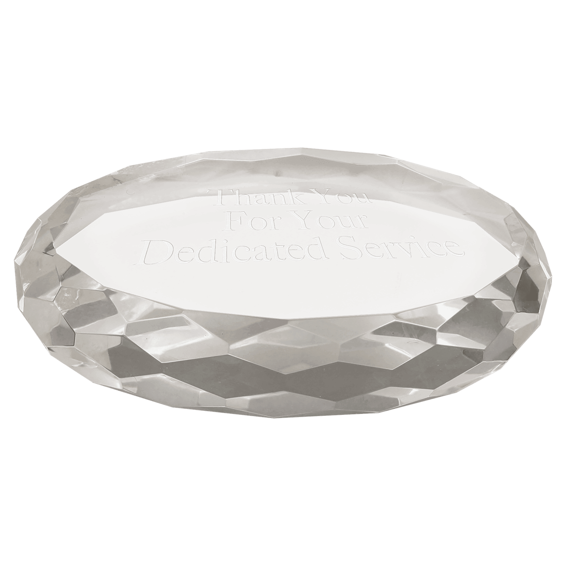 Clear Oval Crystal Paperweight - 4" x 2 3/4"