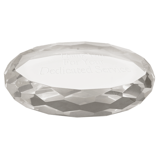 Clear Oval Crystal Paperweight - 4" x 2 3/4"