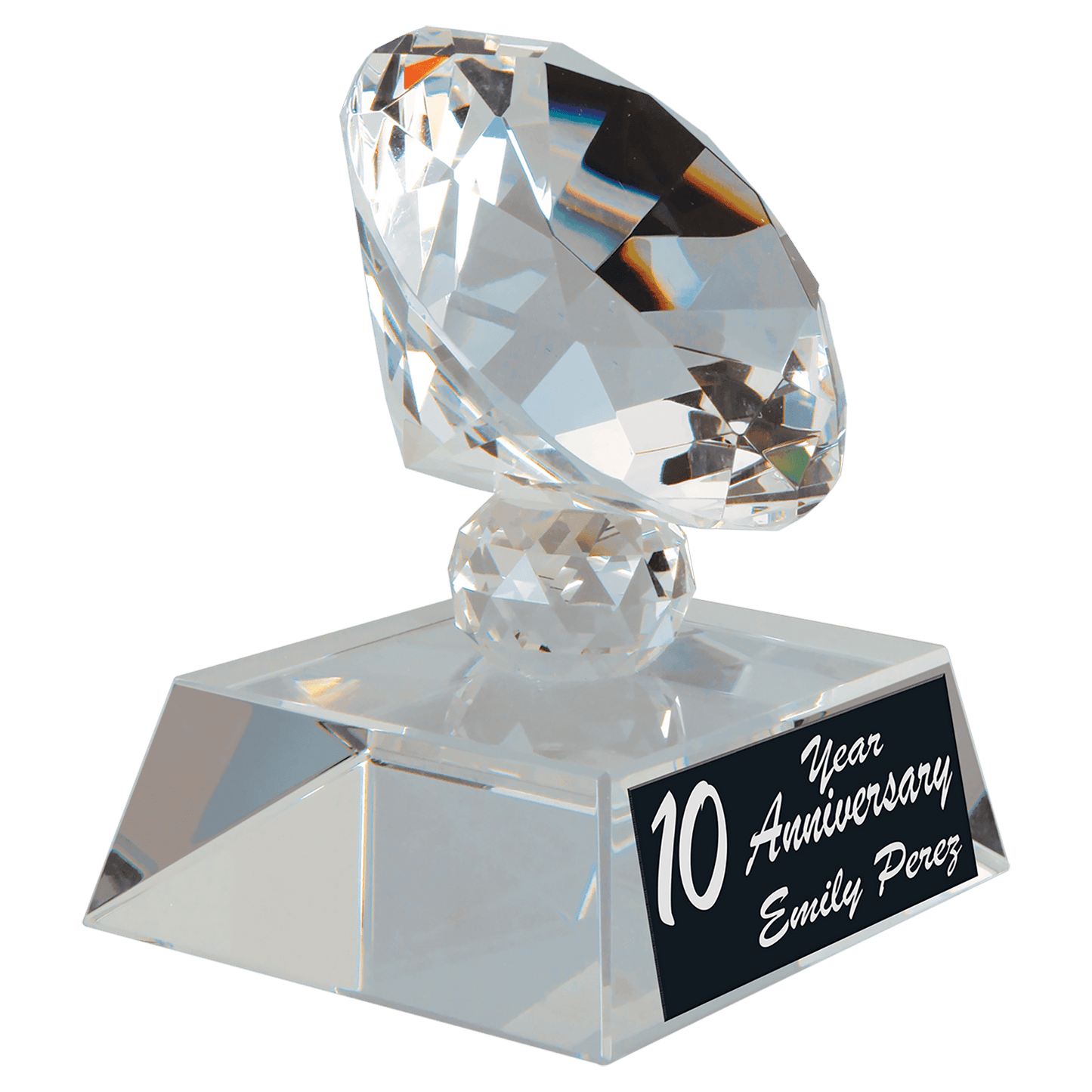 Crystal Diamond on Clear Pedestal Base - 3 1/2"