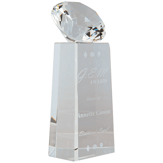 7 3/4" Crystal Diamond on Clear Crystal Pedestal
