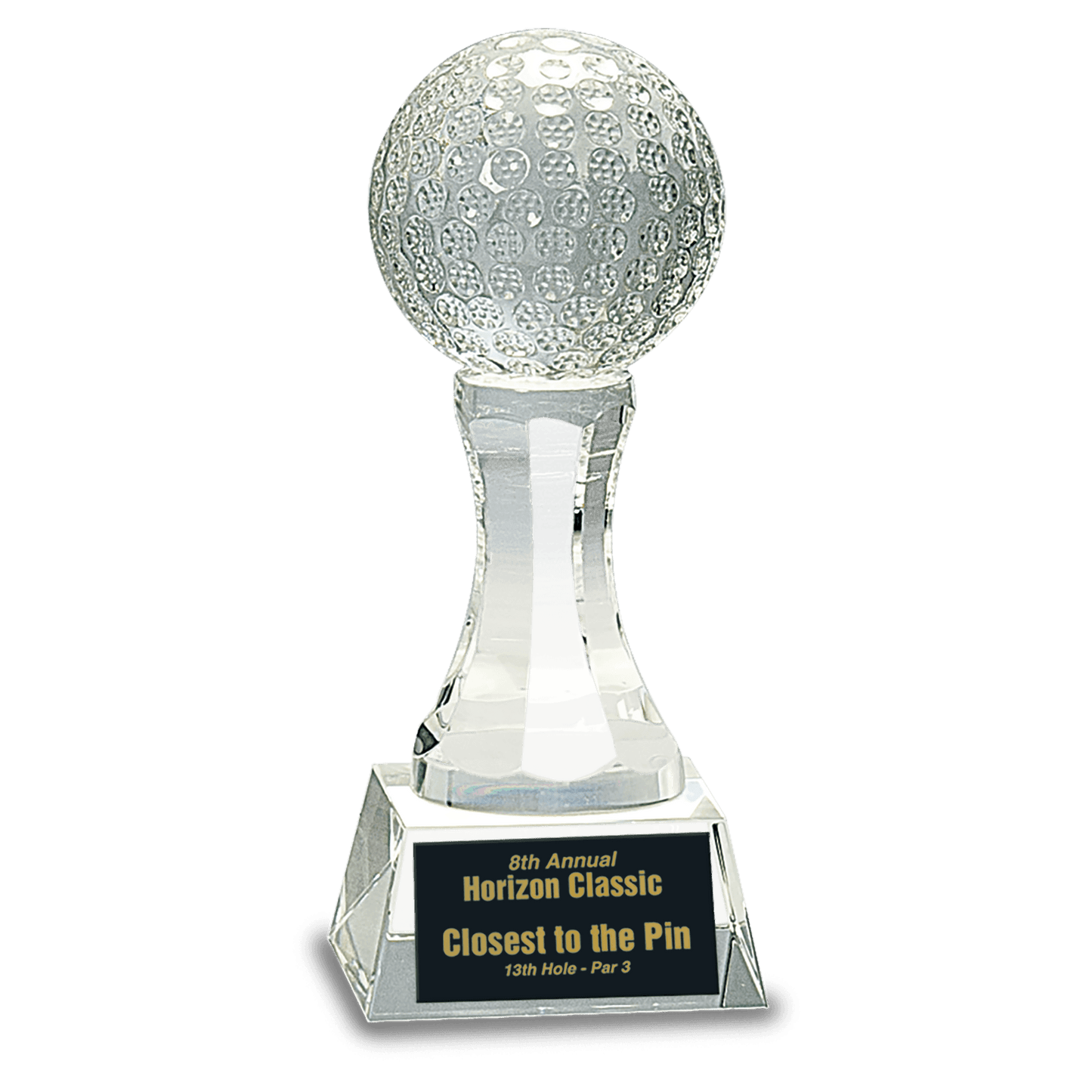 Crystal Golf Ball on Clear Pedestal Base - 6"