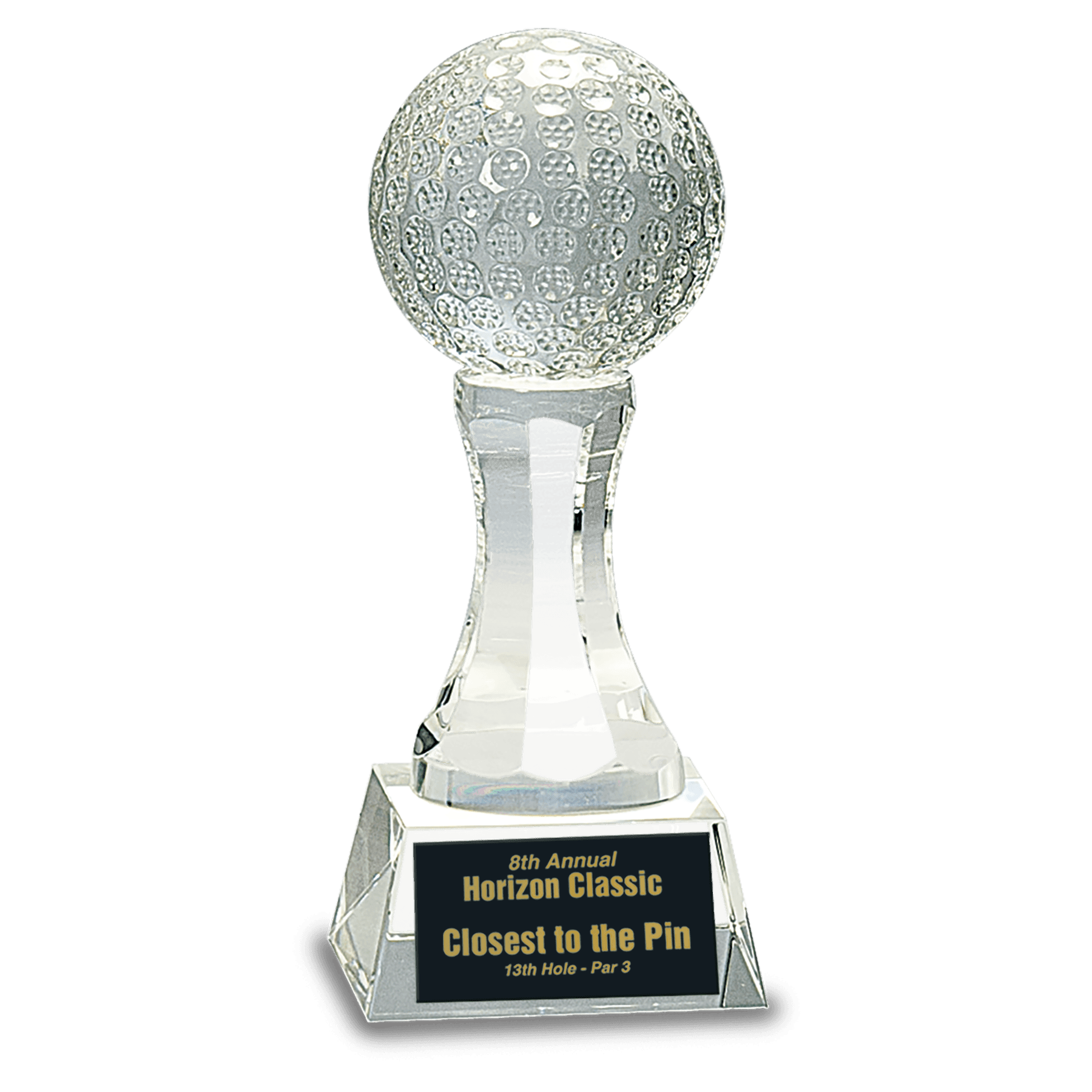 Crystal Golf Ball on Clear Pedestal Base - 6"