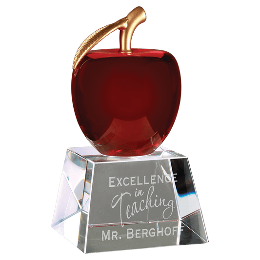 Red Crystal Apple with Clear Base - 6"