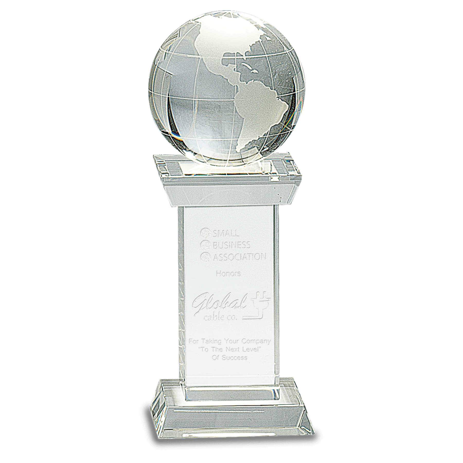 Crystal Globe on Clear Tower - 8"