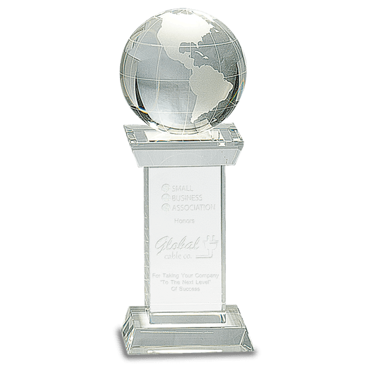 Crystal Globe on Clear Tower - 8"