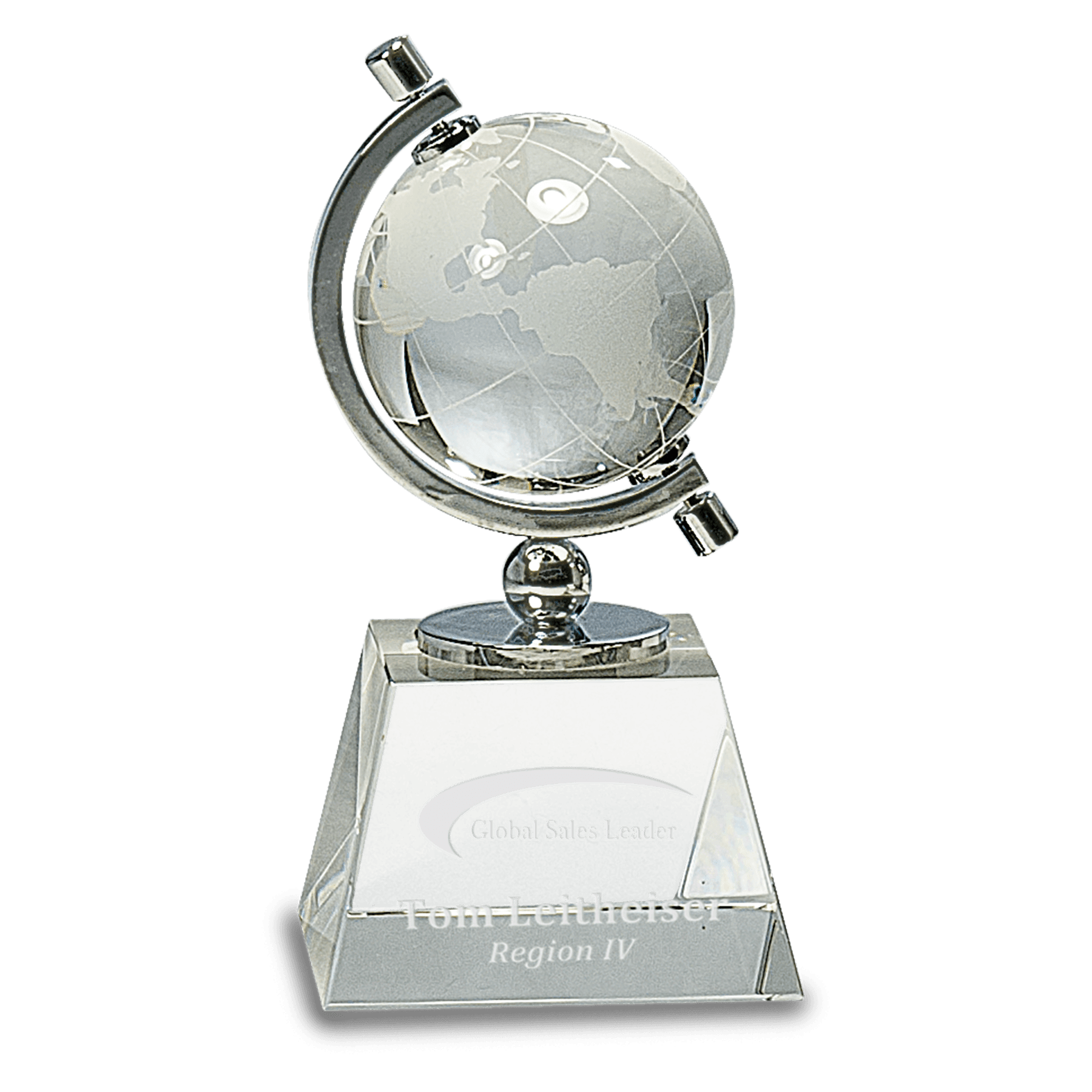 Crystal Spinning Globe on Clear Base - 6"