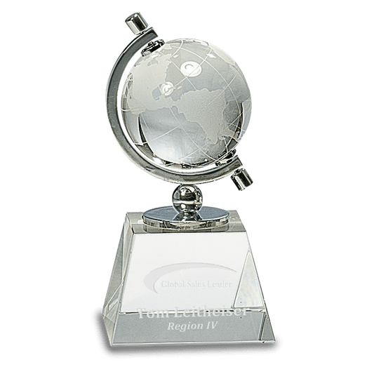 Crystal Spinning Globe on Clear Base - 6"