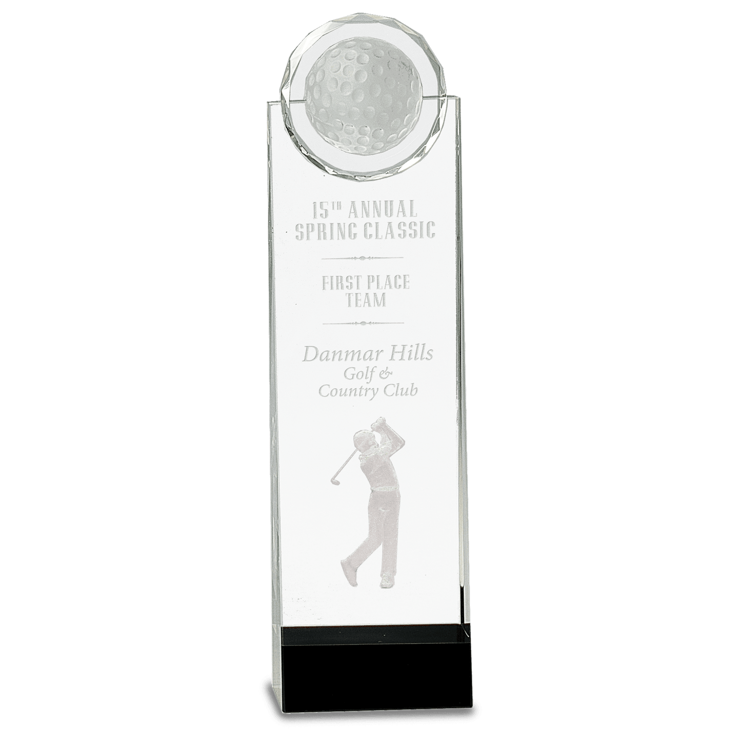 Clear/Black Crystal Standup with 3D Golfer - 11 1/4"