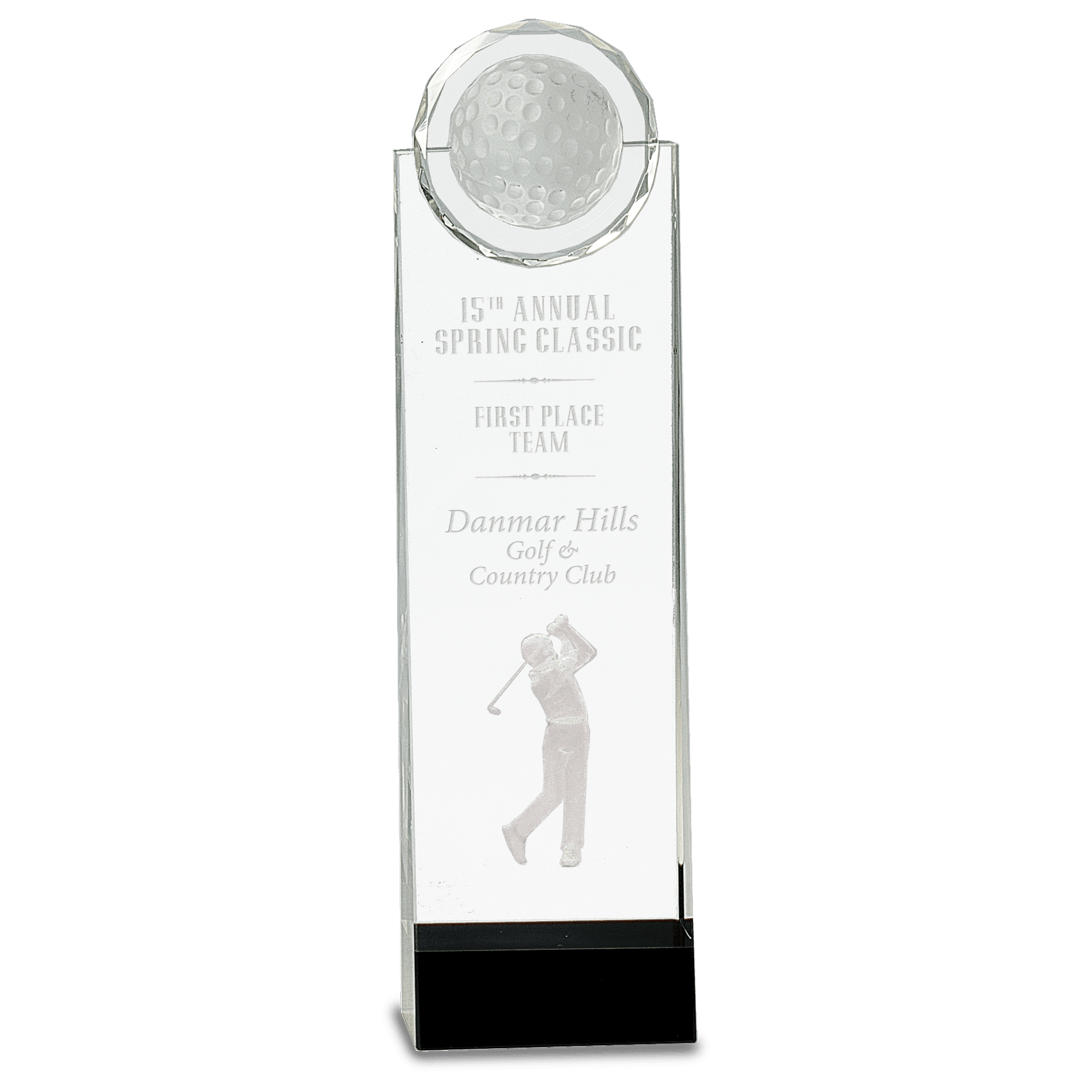 Clear/Black Crystal Standup with 3D Golfer - 11 1/4"