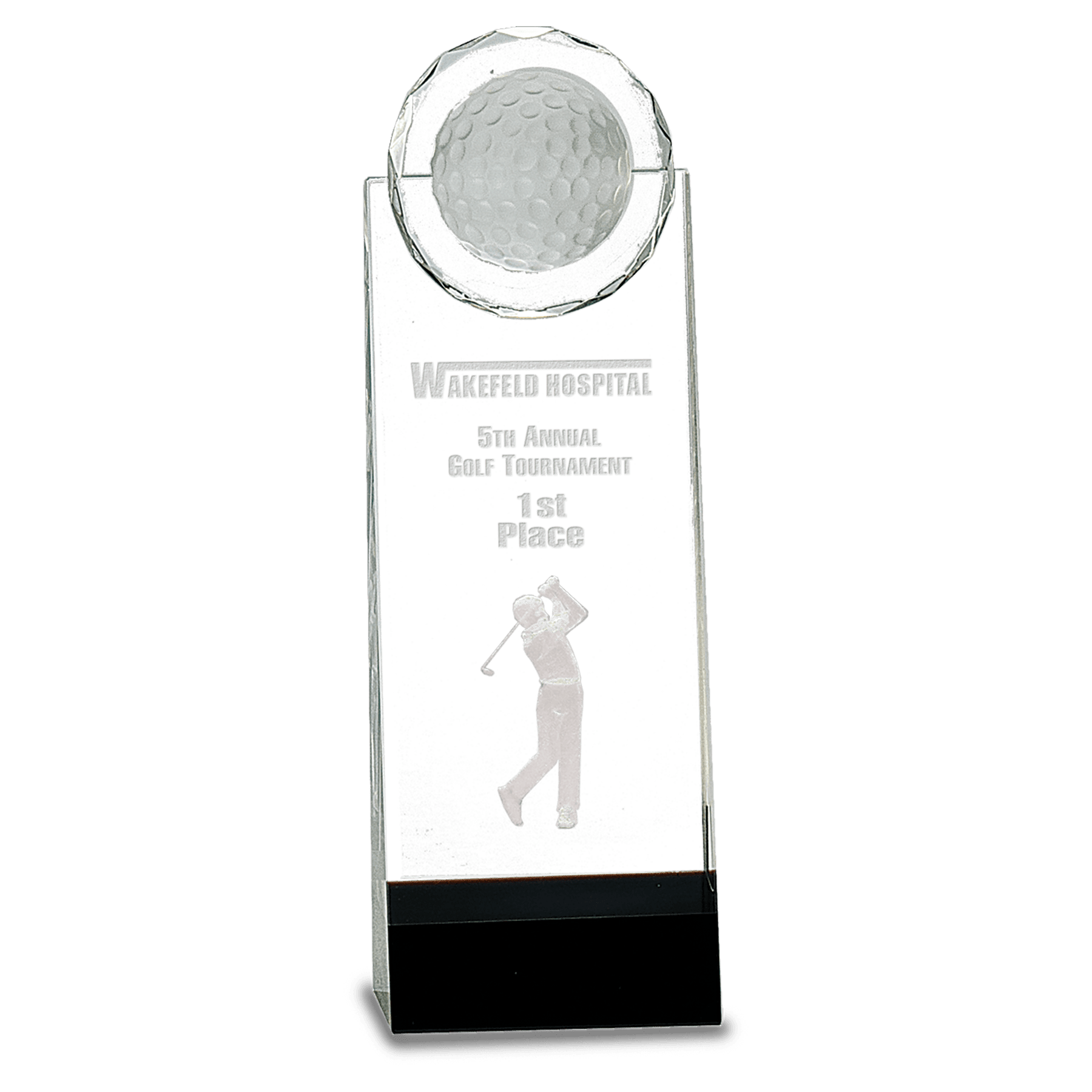 Clear/Black Crystal Standup with 3D Golfer - 9 1/2"