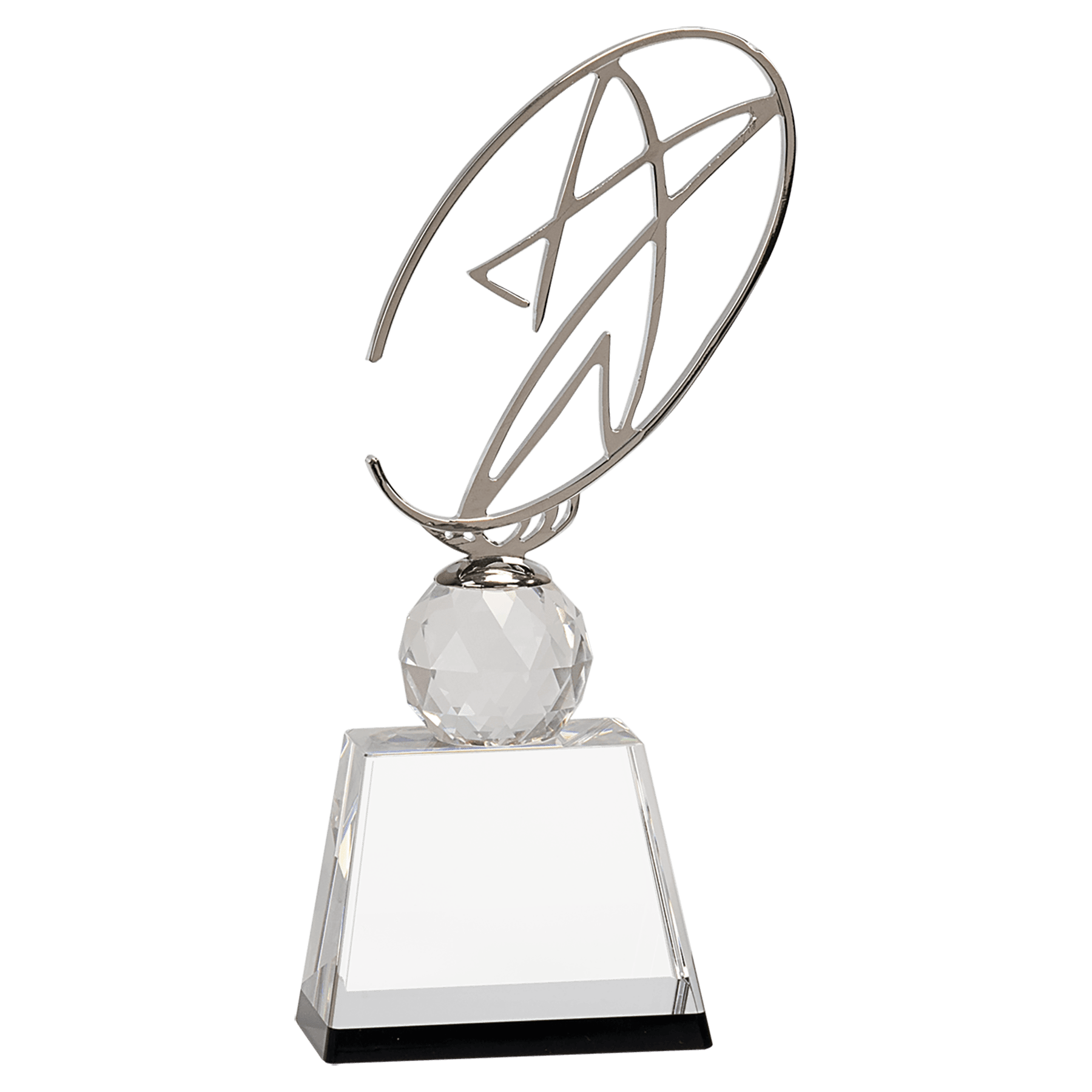Clear/Black Crystal Award with Silver Metal Oval Star - 10"