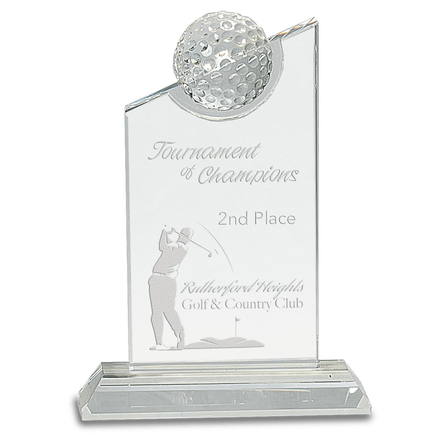 Clear Crystal with Inset Crystal Golf Ball on Clear Base - 7 1/4"