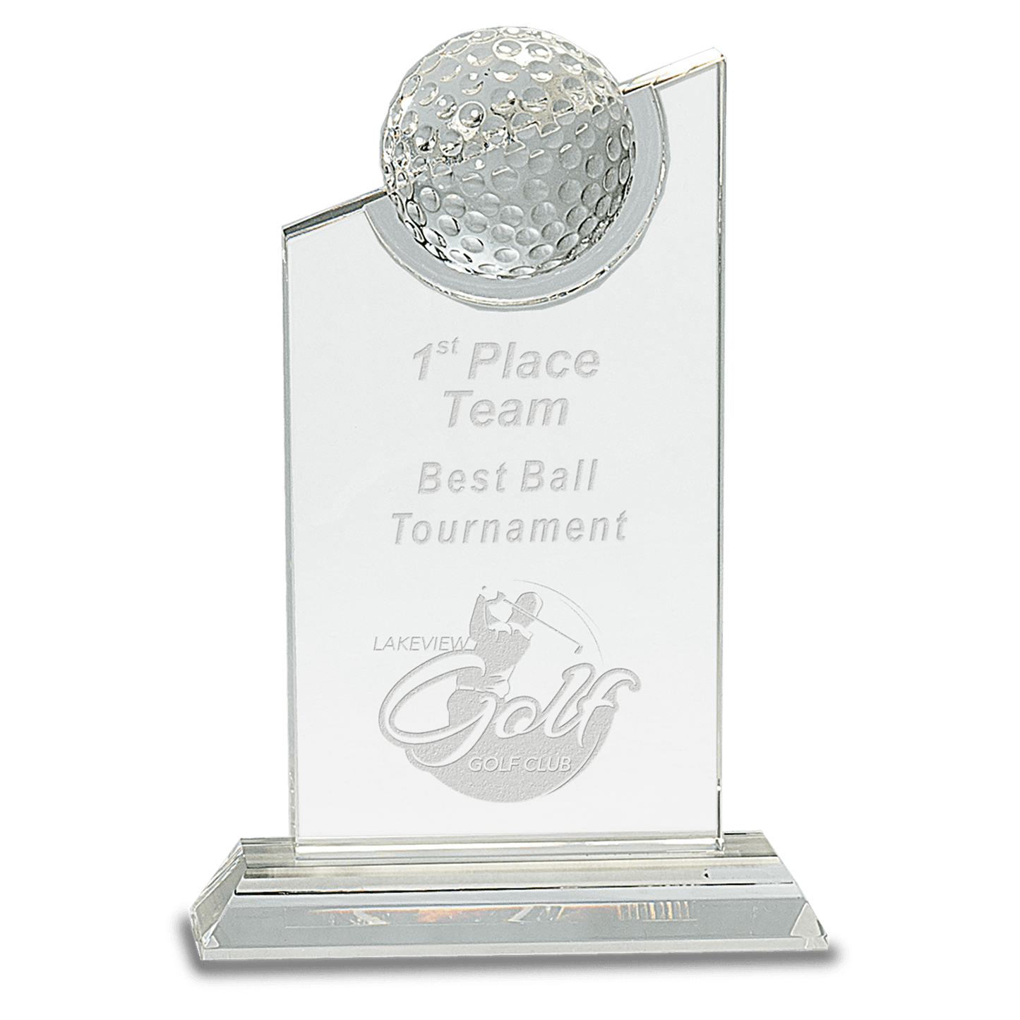 Clear Crystal with Inset Crystal Golf Ball on Clear Base - 8"