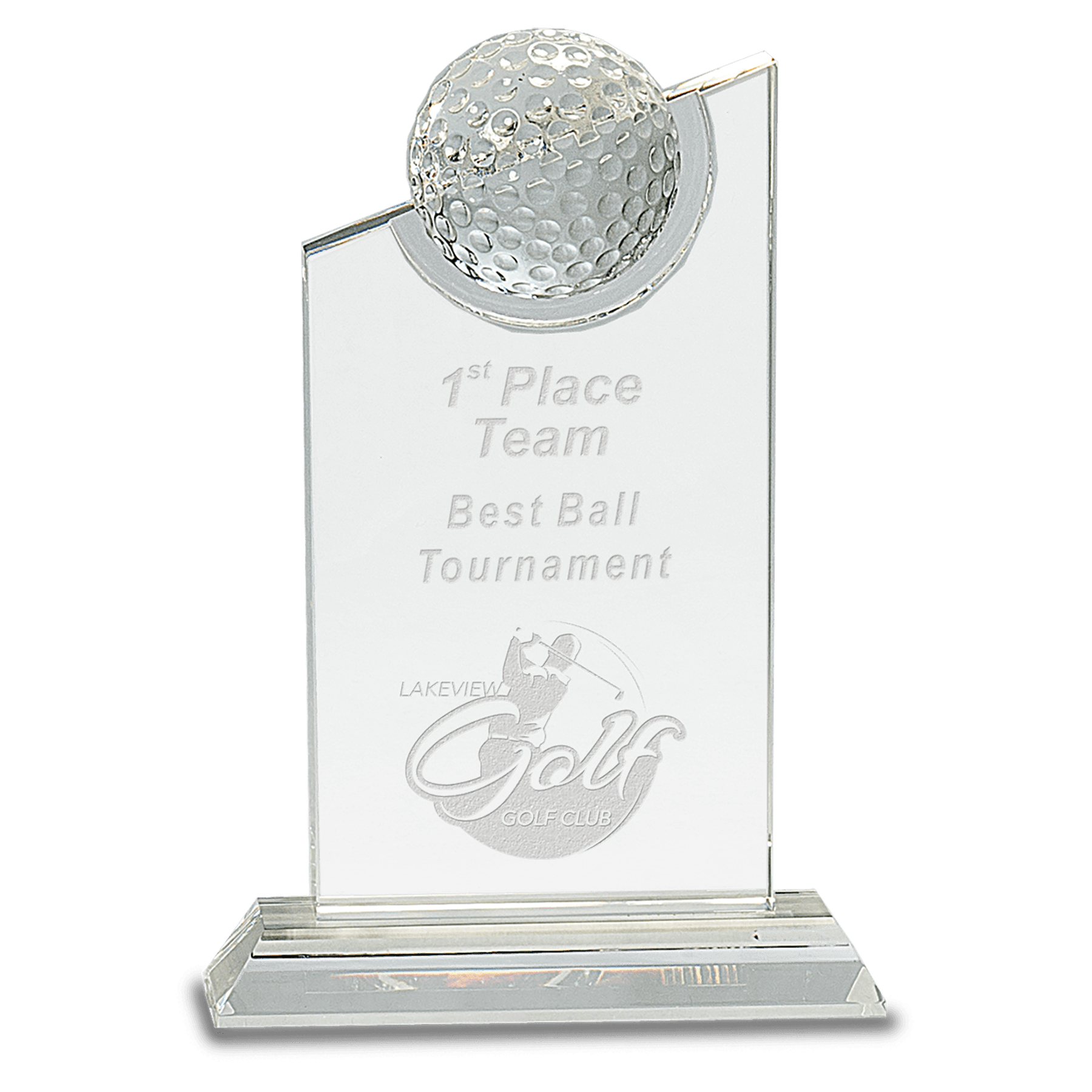 Clear Crystal with Inset Crystal Golf Ball on Clear Base - 8"