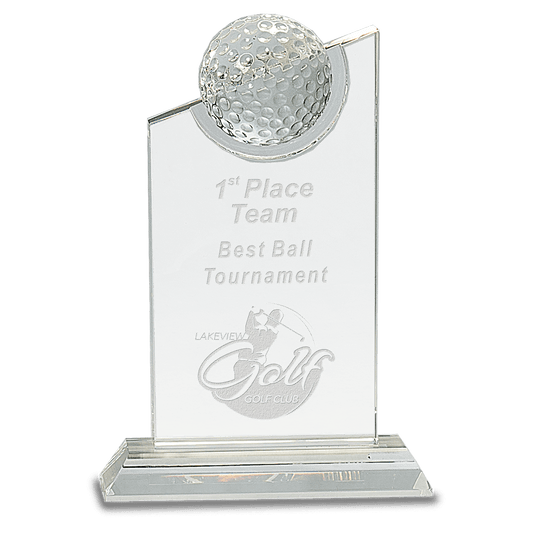 Clear Crystal with Inset Crystal Golf Ball on Clear Base - 8"