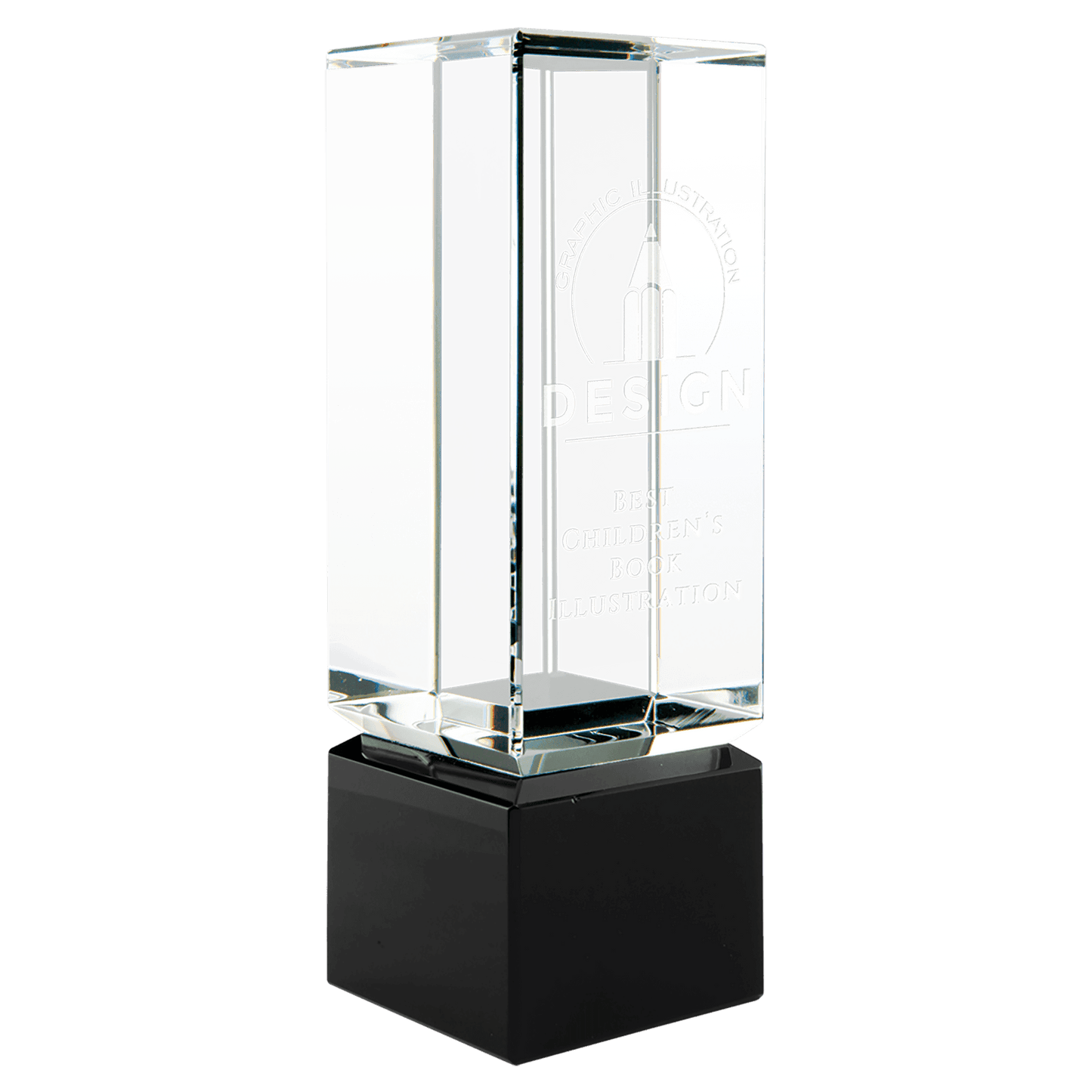 Clear Crystal Block on Black Crystal Base - 2 1/4" x 7"