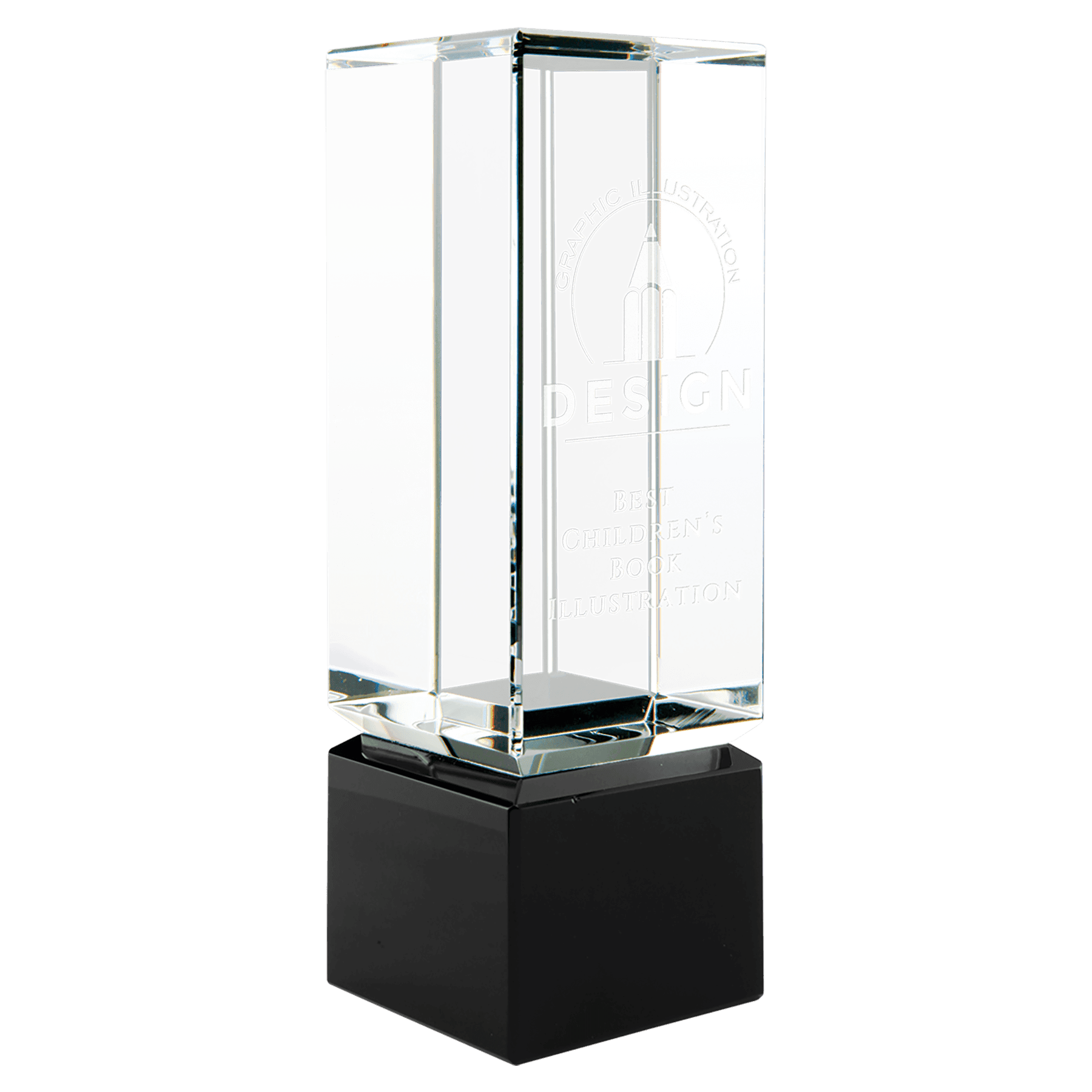 Clear Crystal Block on Black Crystal Base - 2 1/4" x 7"