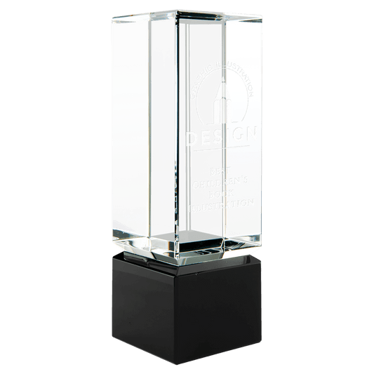 Clear Crystal Block on Black Crystal Base - 2 1/4" x 7"