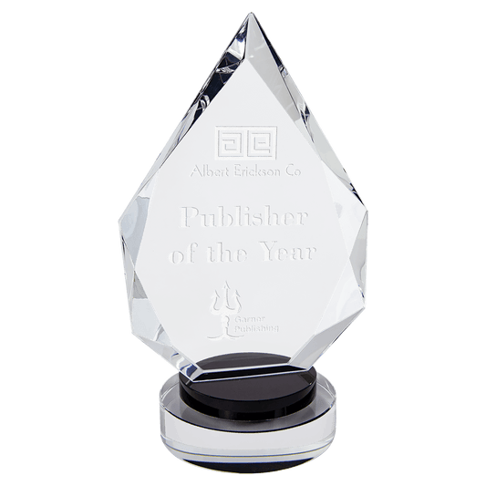 Diamond Crystal on Black & Clear Round Base - 9 1/2"