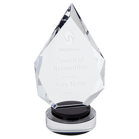 8 1/4" Diamond Crystal on Black & Clear Round Base