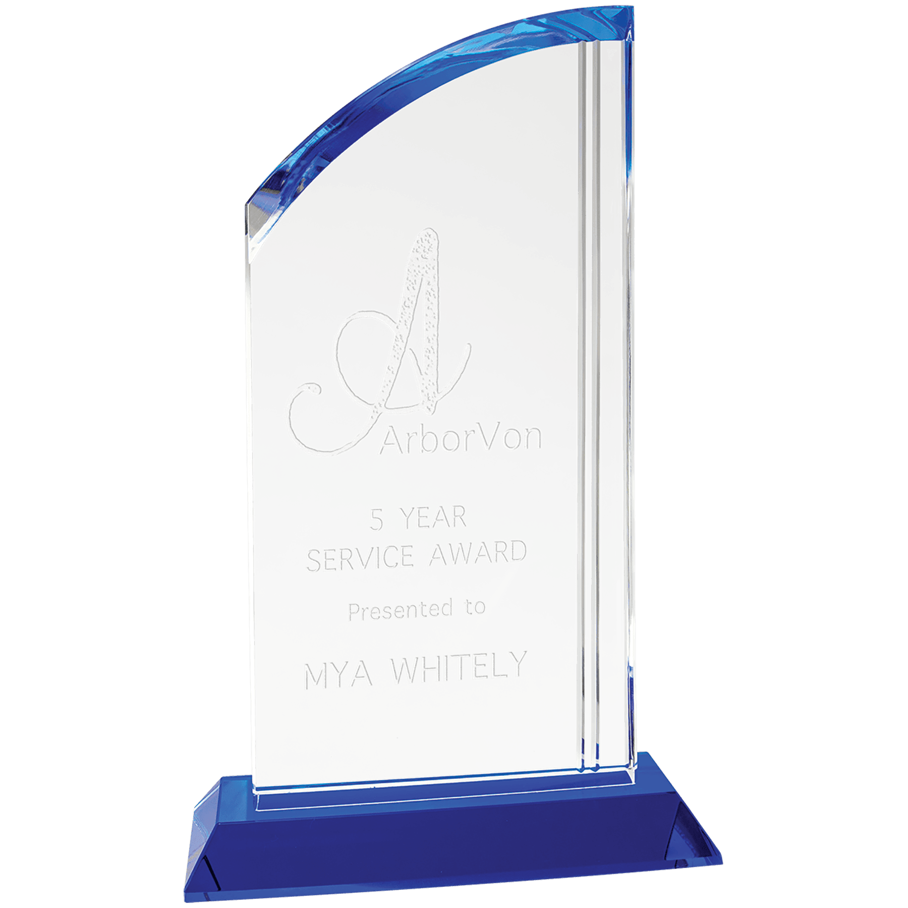 Crystal Arch with Blue Base - 10 1/2"