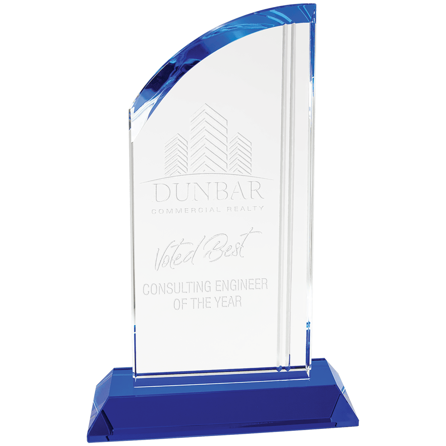Crystal Arch with Blue Base - 8 3/4"