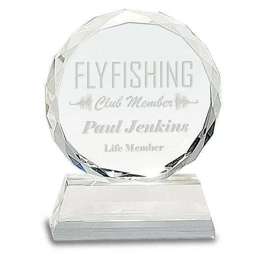 Round Facet Crystal on Clear Pedestal Base - 5"