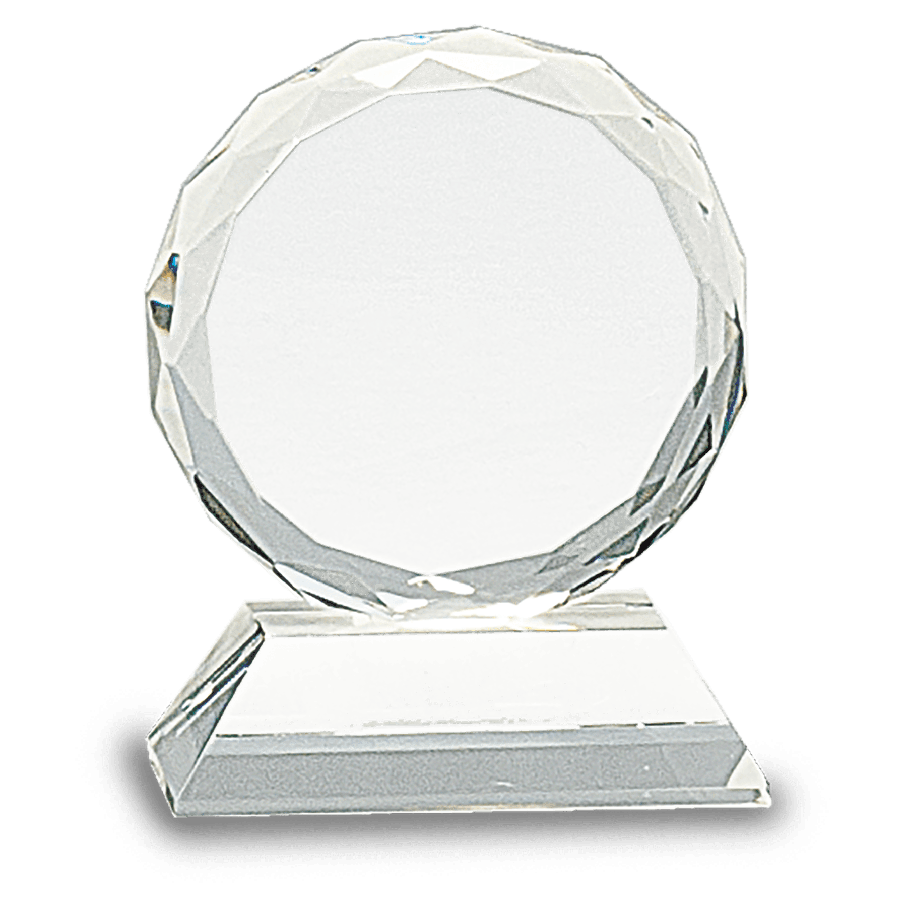 Round Facet Crystal on Clear Pedestal Base - 3"