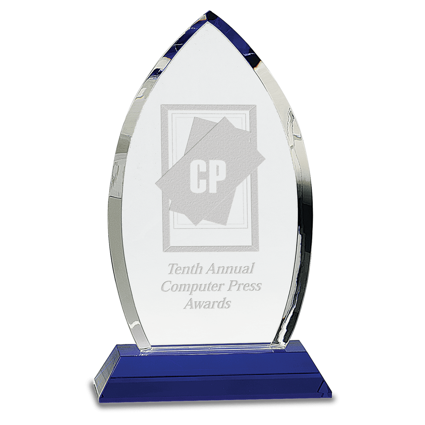 Crystal Oval on Blue Pedestal Base - 10"