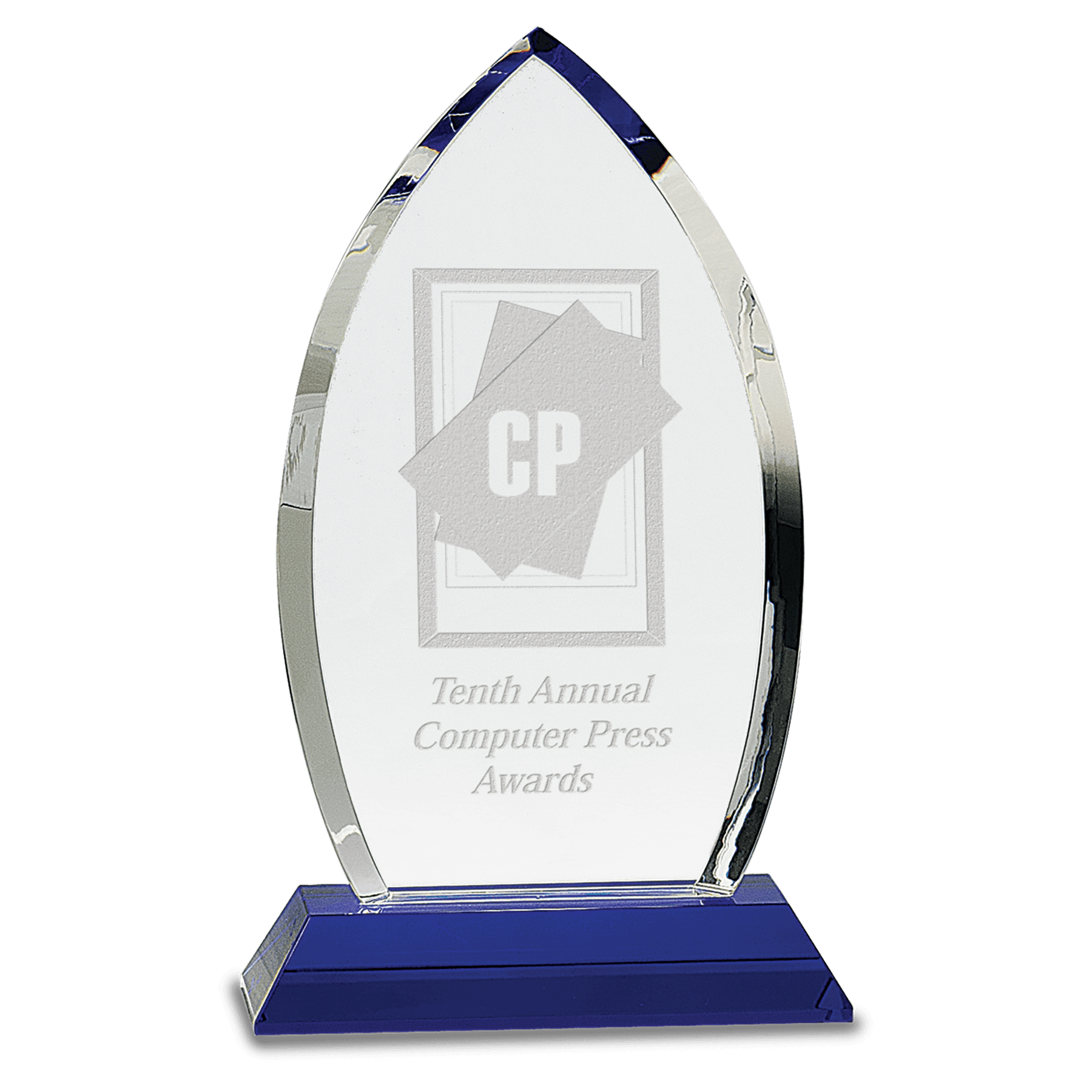 Crystal Oval on Blue Pedestal Base - 10"