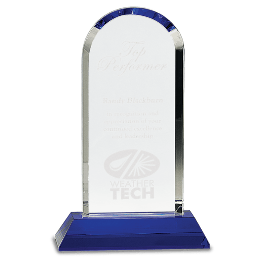Clear Crystal Dome on Blue Pedestal Base - 9 1/4"